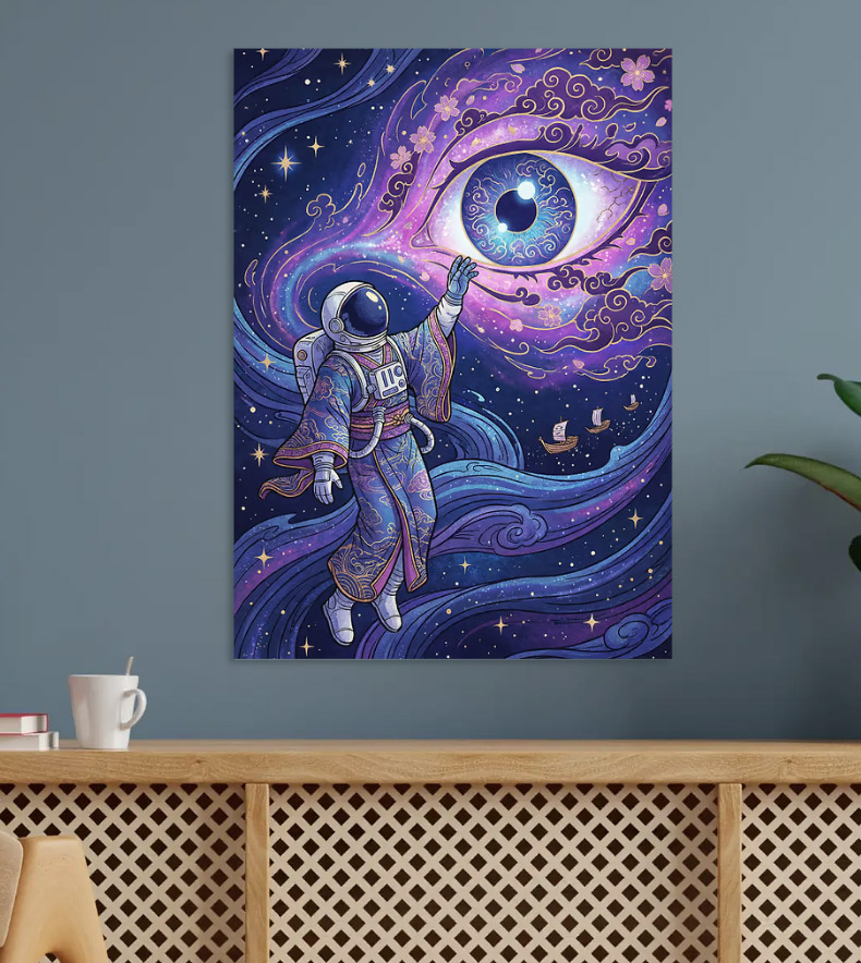 Astronaut in Kimono Reaching for Stars